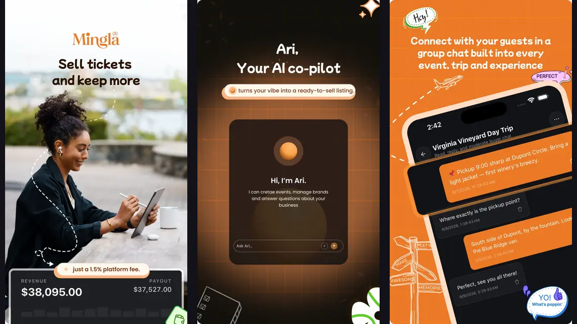 Mingla Business App Store screens