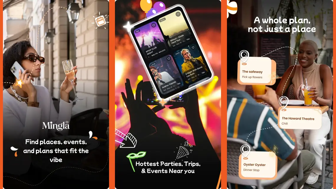 Mingla Explorer App Store screens